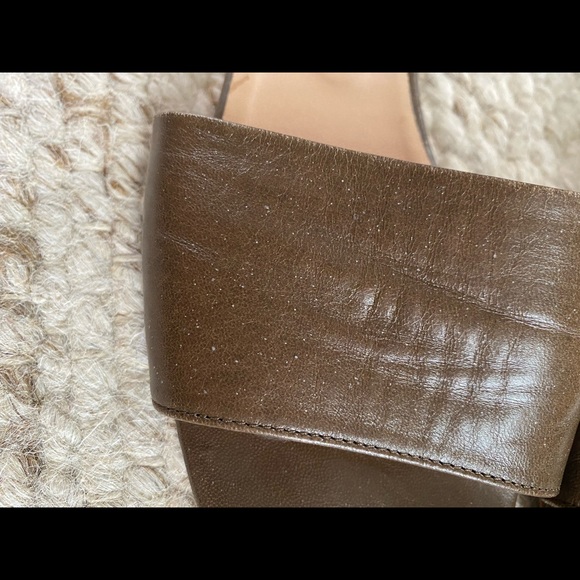 Olive Green Italian Leather Slide Sandals - Picture 4 of 4